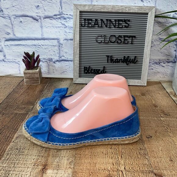 Paloma Blue Bow Suede Espadrilles Flats - Picture 1 of 12